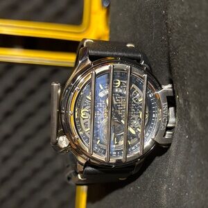 Invicta 20260 Vintage 52mm Black Dial Leather Strap Men’s Quartz Watch